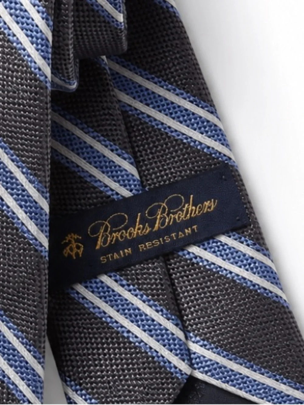Brooks Brothers 100% Silk Tie Gray Blue Repp Stripe Men’s Necktie
